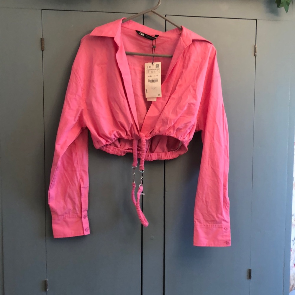 ZARA Barbie pink 90s crop top small